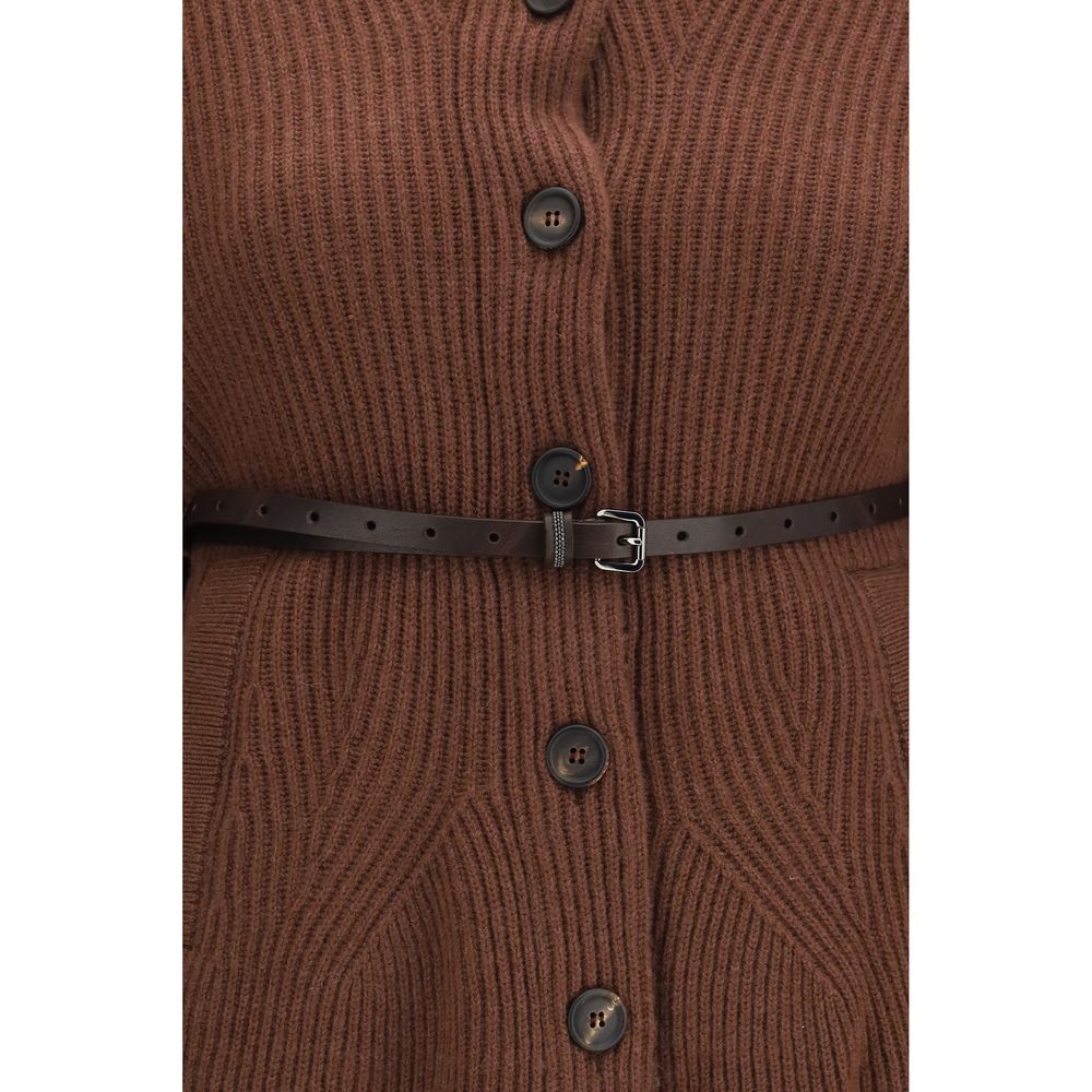 Brunello Cucinelli Brauner Woll Cardigan Oves Aries