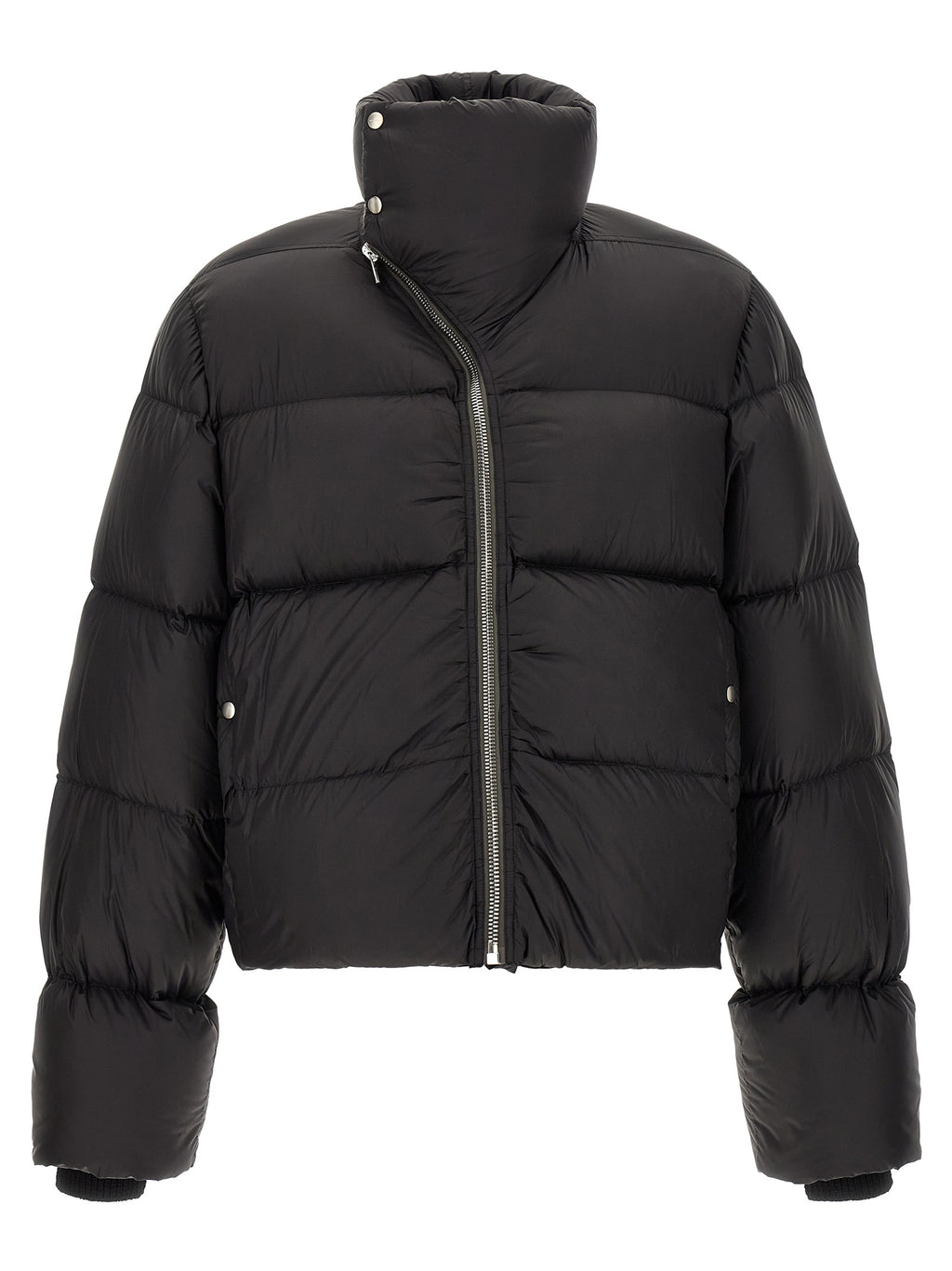 Rick Owens Schwarze Nylon-Jacke in voller Länge