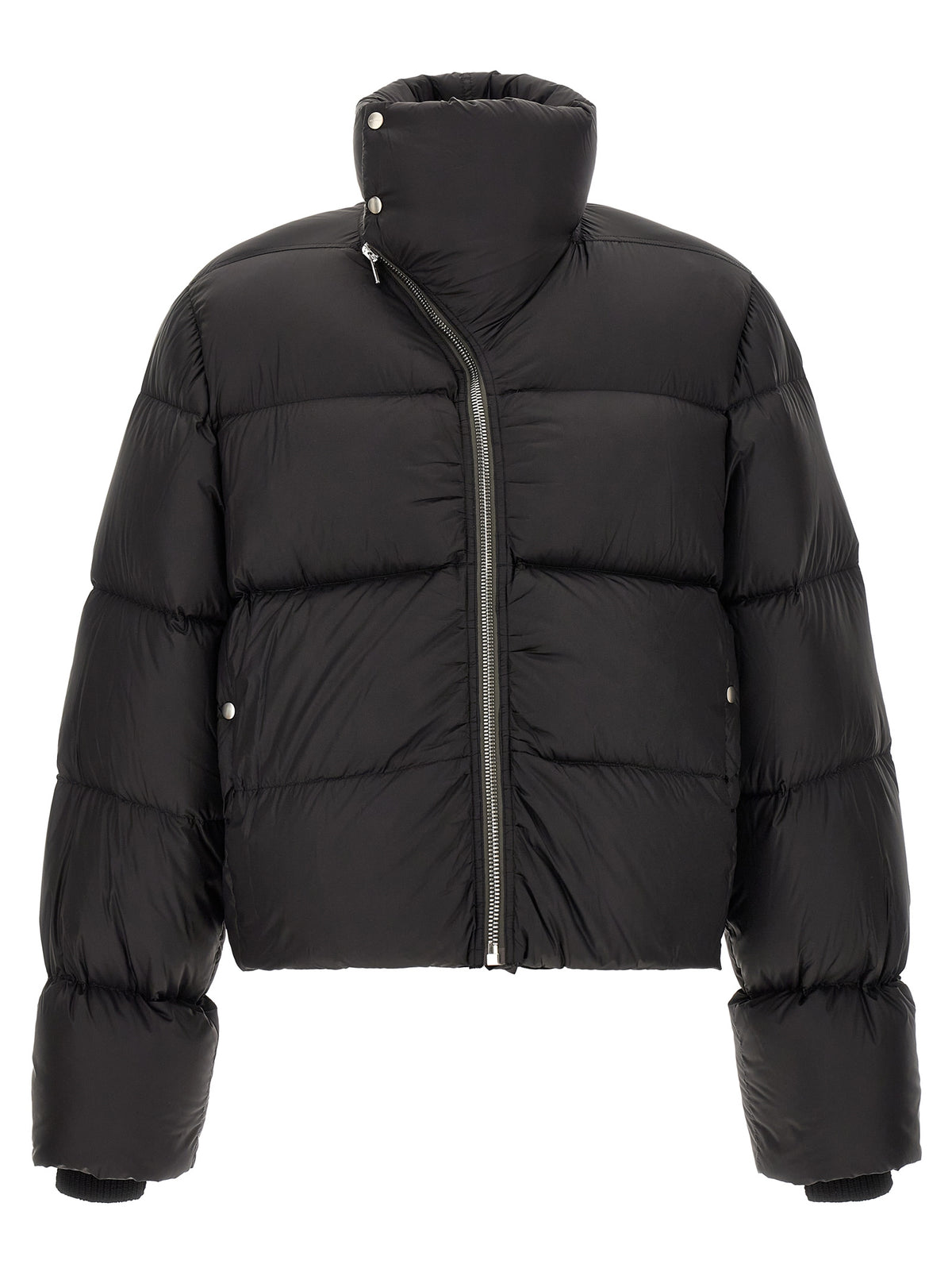 Rick Owens Schwarze Nylon-Jacke in voller Länge