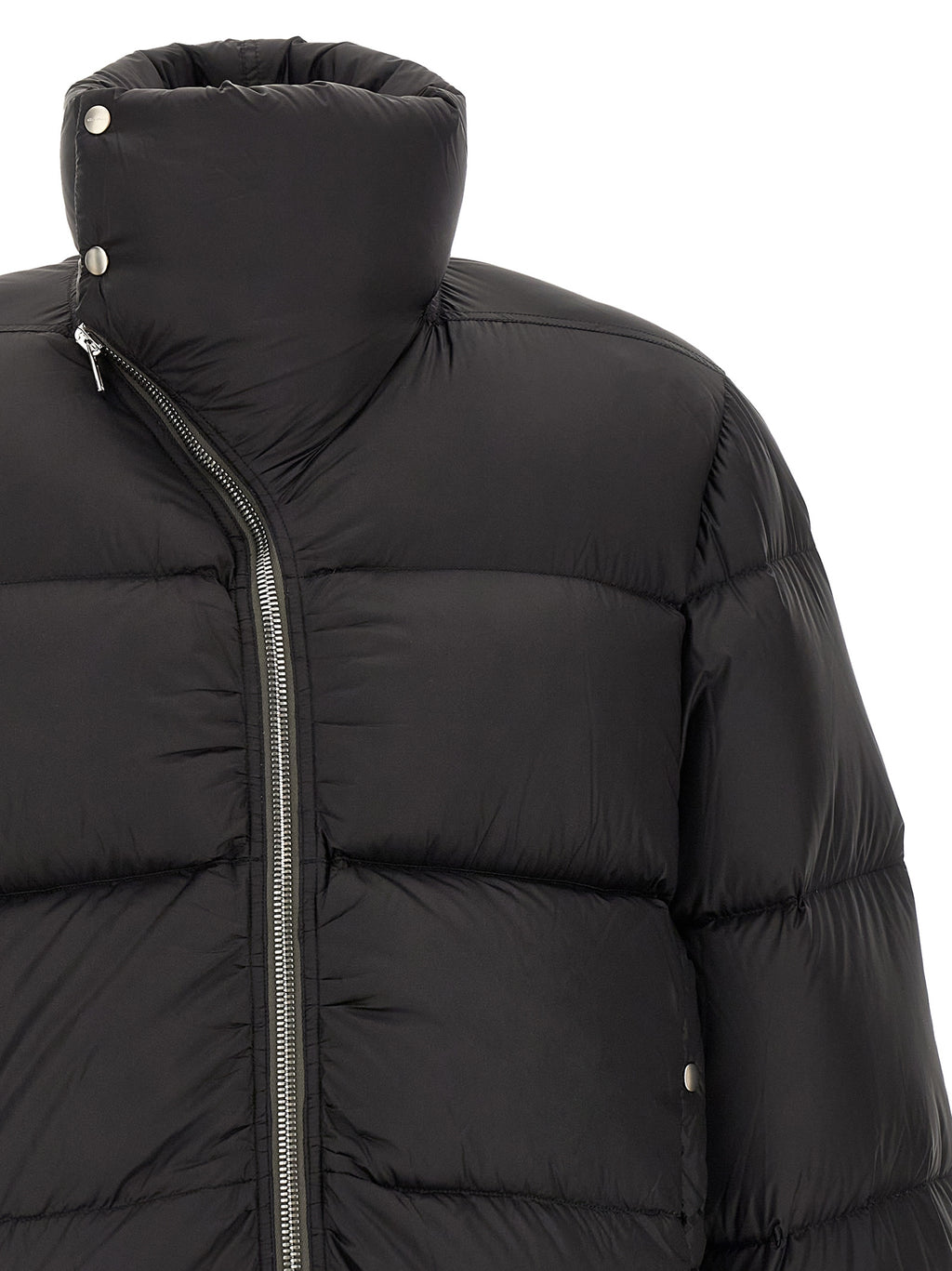 Rick Owens Schwarze Nylon-Jacke in voller Länge