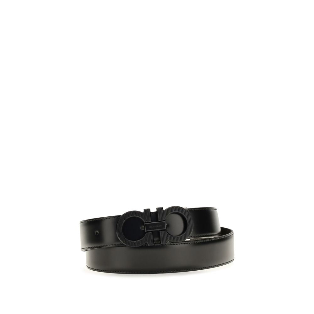Ferragamo Schwarzer Kalbsleder Bos Taurus Regular Gürtel