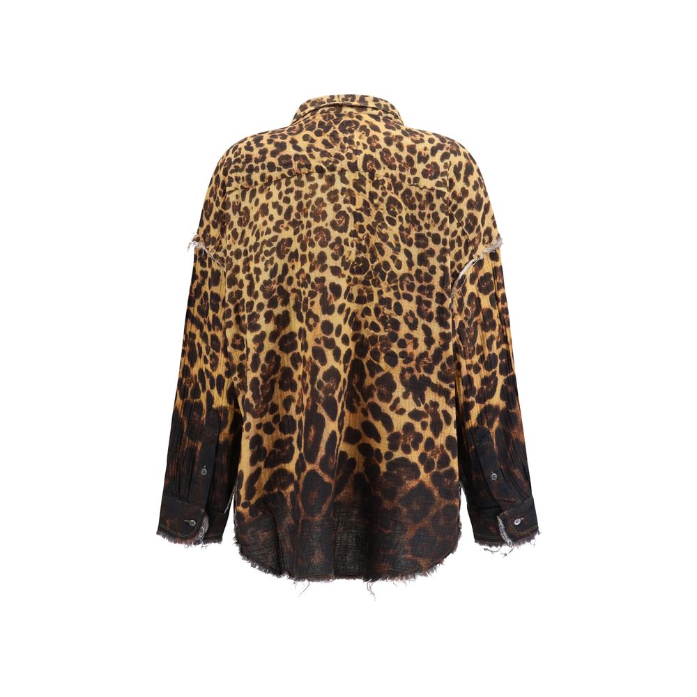 R13 Braunes Denim-Hemd
