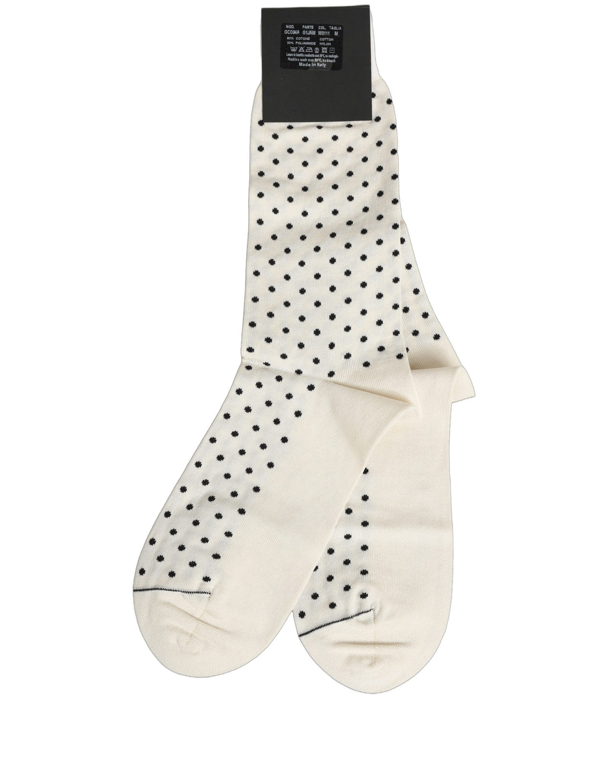 Dolce & Gabbana Off White Baumwollsocken mit Tupfenmuster, mittellang
