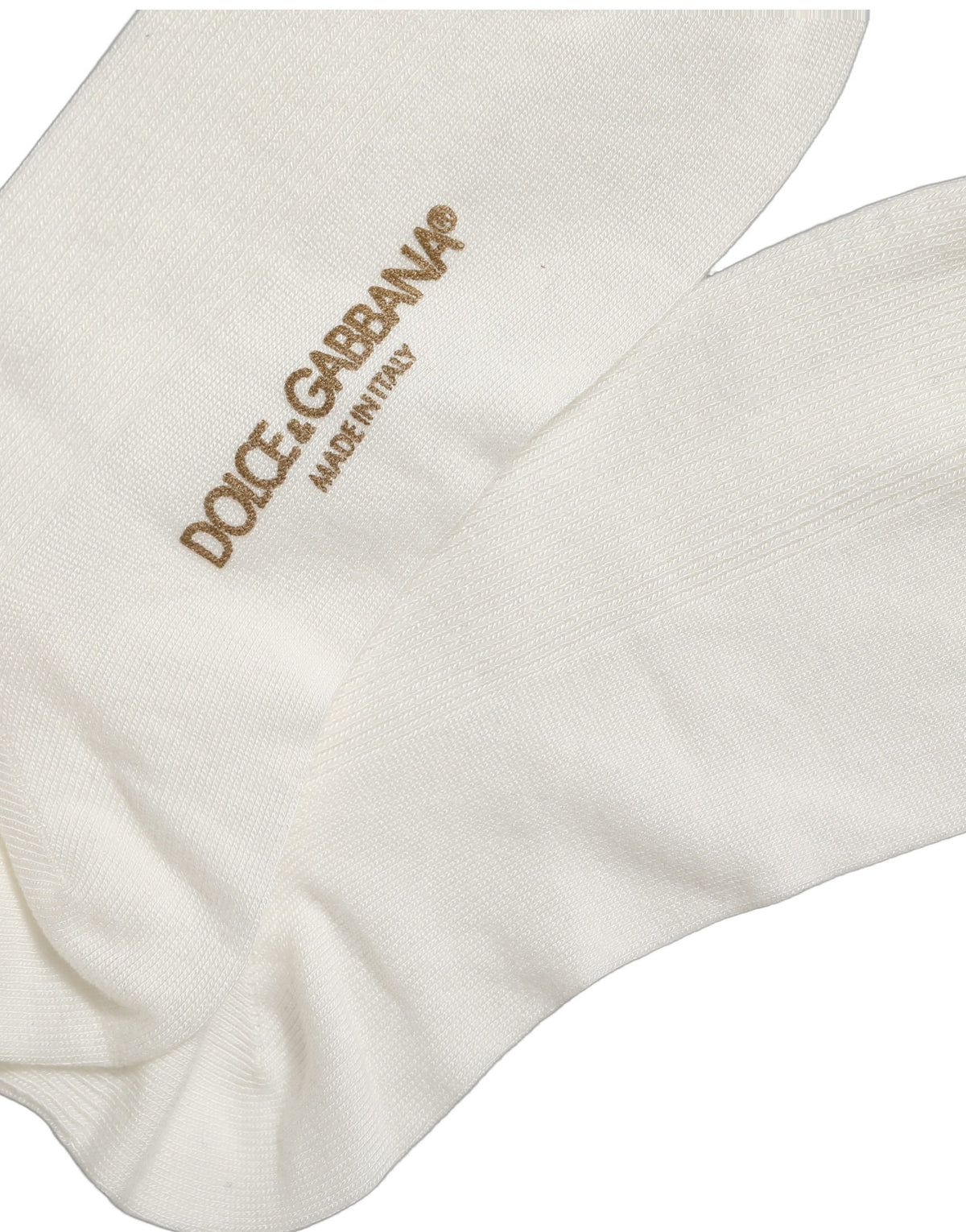 Dolce & Gabbana Weiße Kniestrümpfe mit Kronenstickerei
