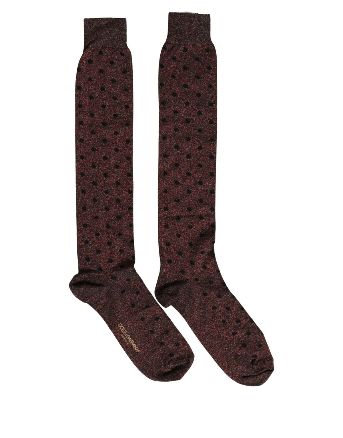 Dolce & Gabbana Braune Socken mit Pünktchenmuster, über die Wade reichend