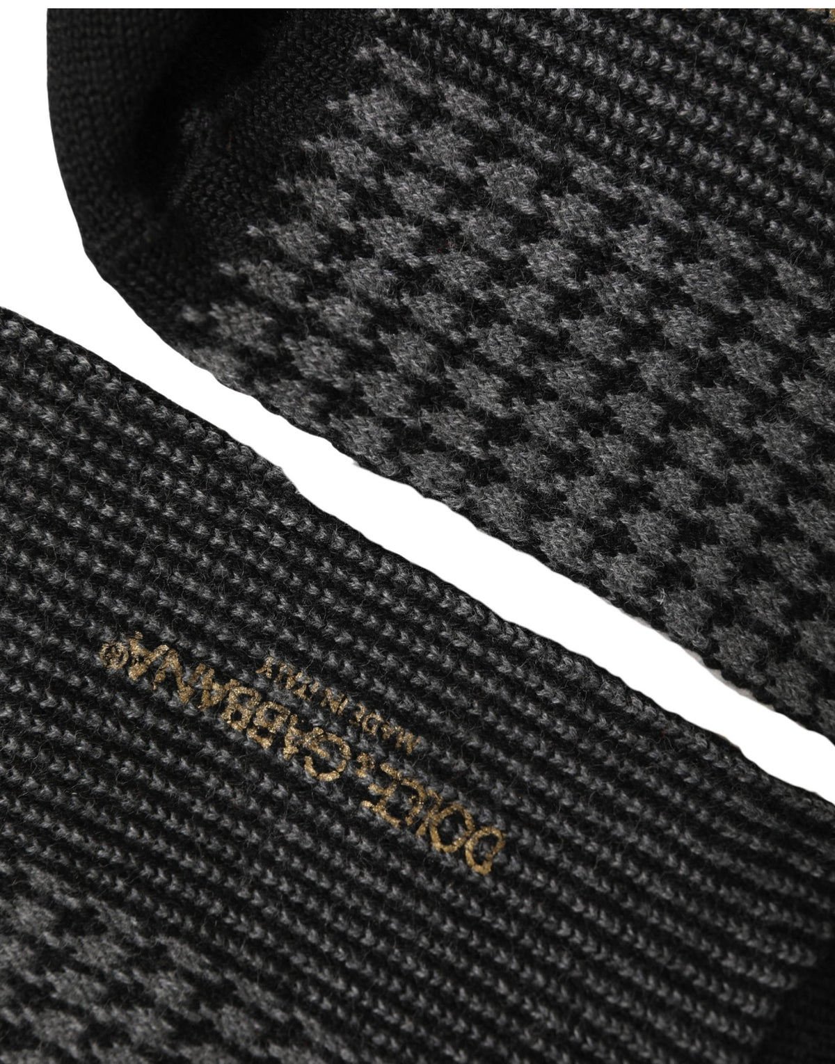 Dolce & Gabbana Schwarze Woll-Hahnentritt-Socken über dem Wadenbein