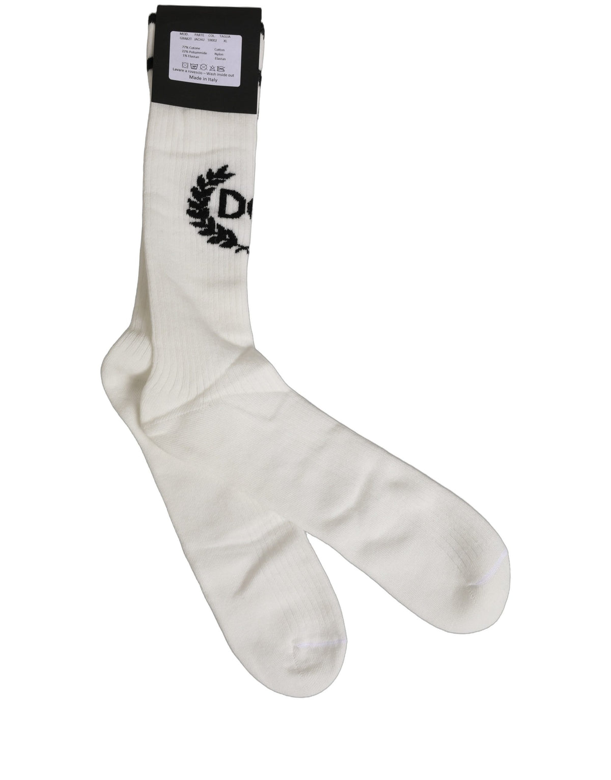 Dolce & Gabbana Weiße Baumwollsocken mit DG-Logo, mittellang