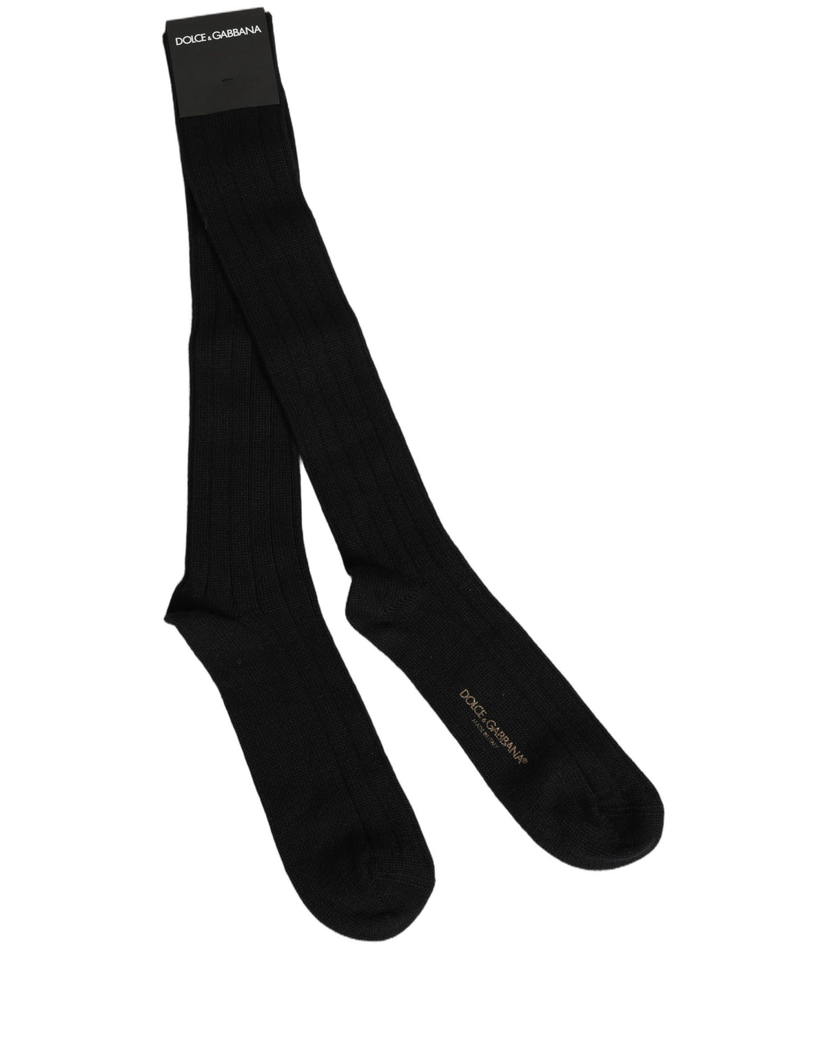 Dolce & Gabbana Schwarze Socken mit DG-Logo-Print über der Wade