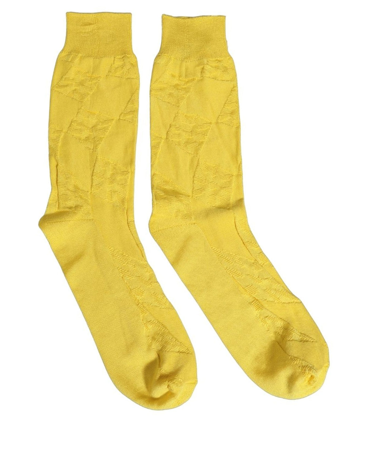 Dolce & Gabbana Herren Gelbe Mittelschaft-Socken aus 100% Seide