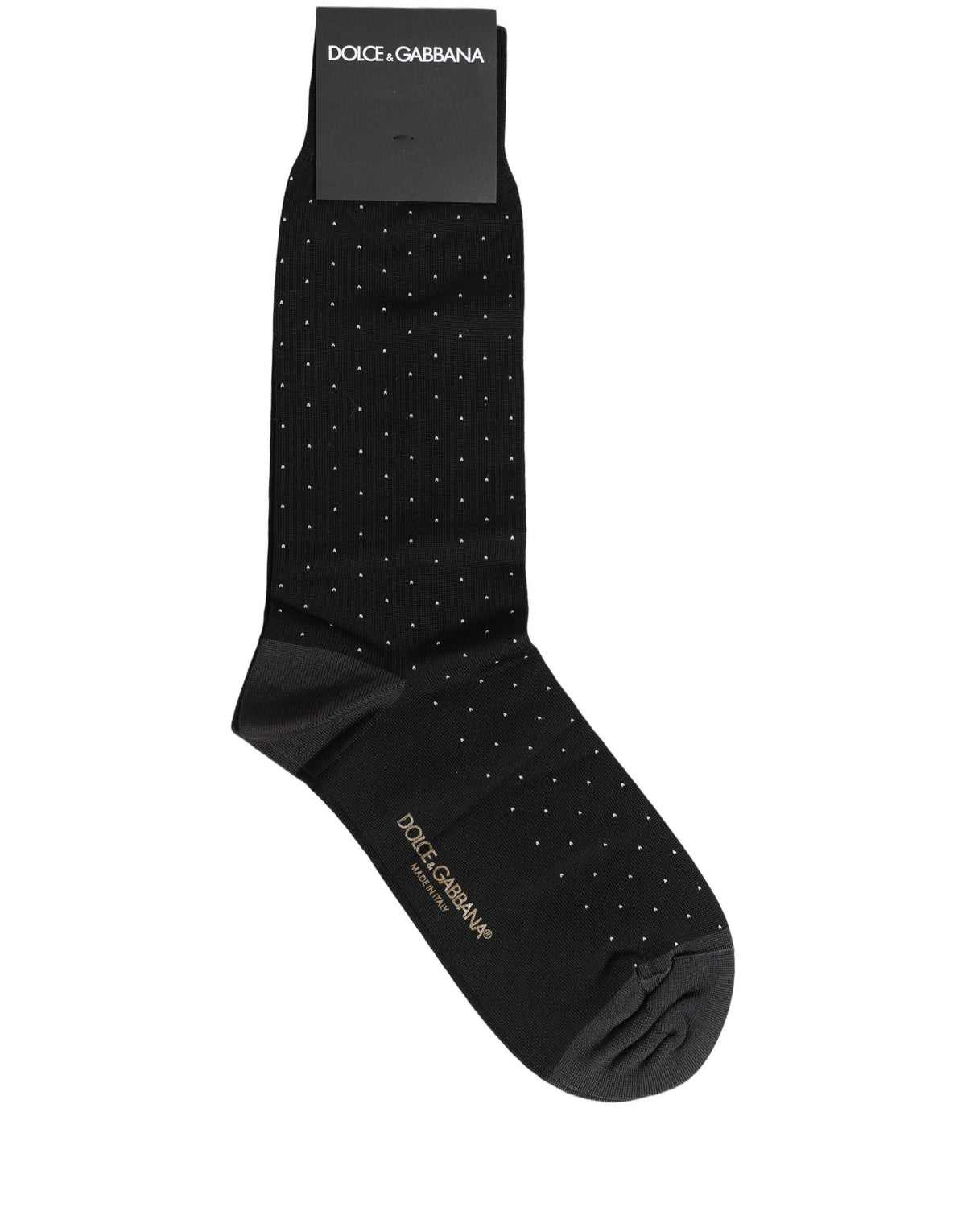 Dolce & Gabbana Herren schwarze Baumwoll-Pünktchen-Socken für mittlere Wadenlänge