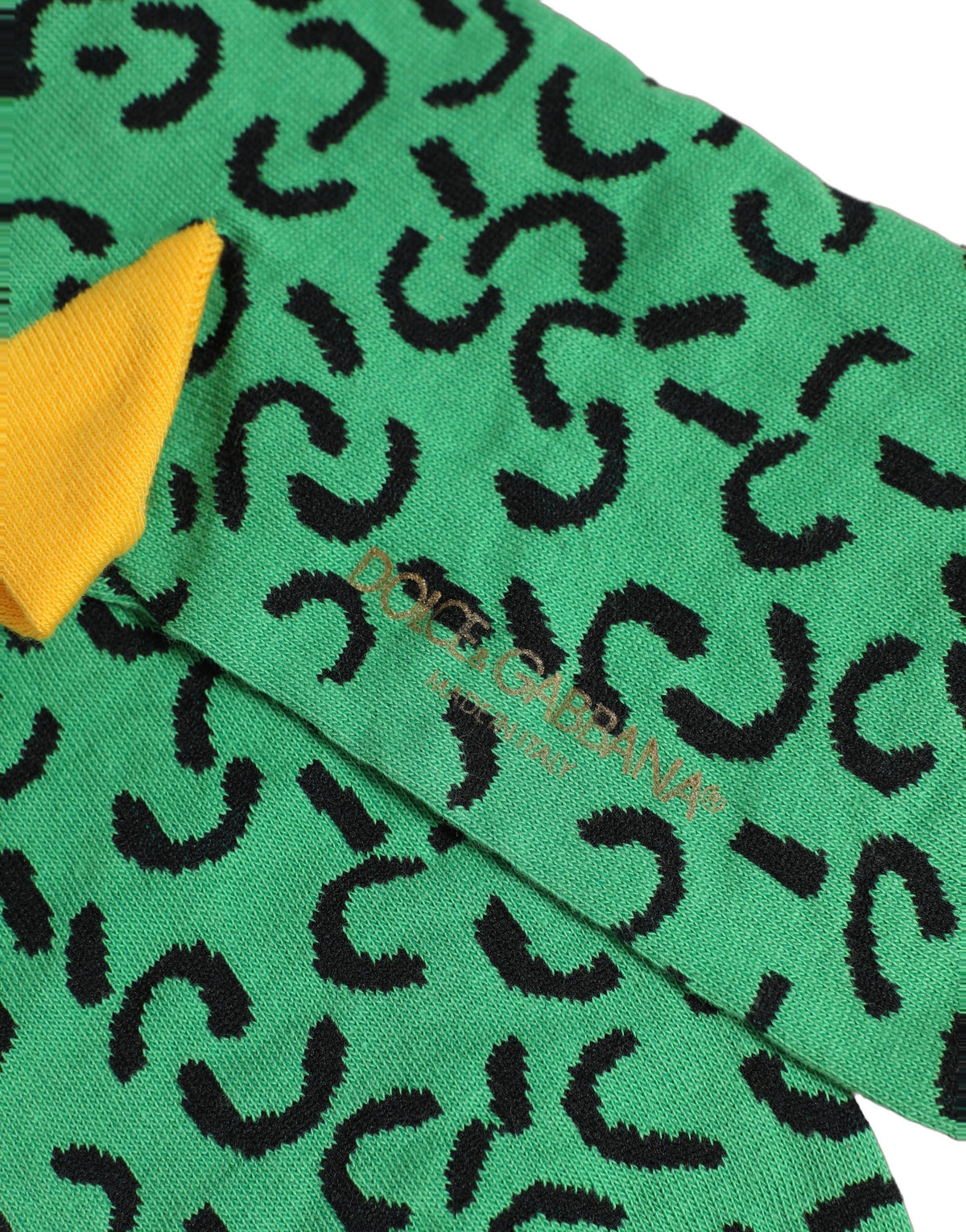 Dolce & Gabbana Herren Socken aus Baumwolle in Grün mit abstraktem Muster, mittellang