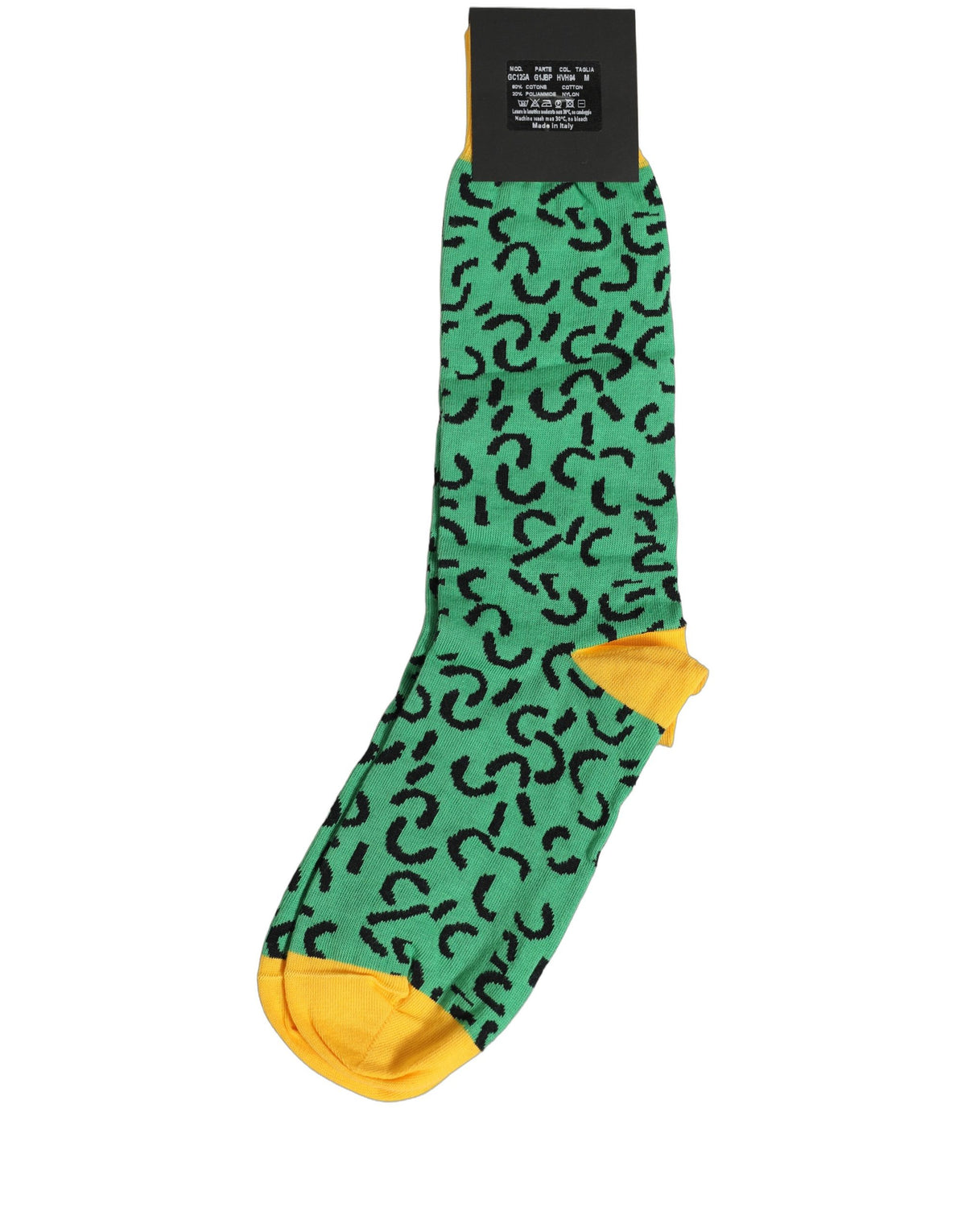 Dolce & Gabbana Herren Socken aus Baumwolle in Grün mit abstraktem Muster, mittellang