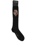 Dolce & Gabbana Herren Kniestrümpfe aus schwarzer Wolle mit Crest-Logo