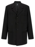 Y-3 Schwarze Wolljacke in voller Länge