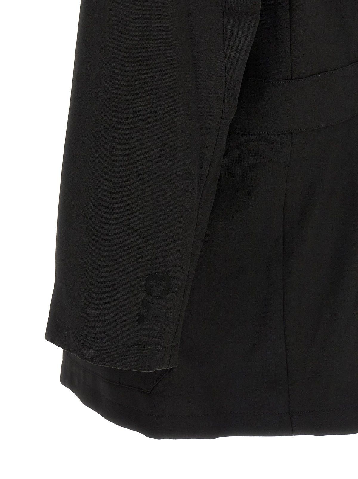 Y-3 Schwarze Wolljacke in voller Länge