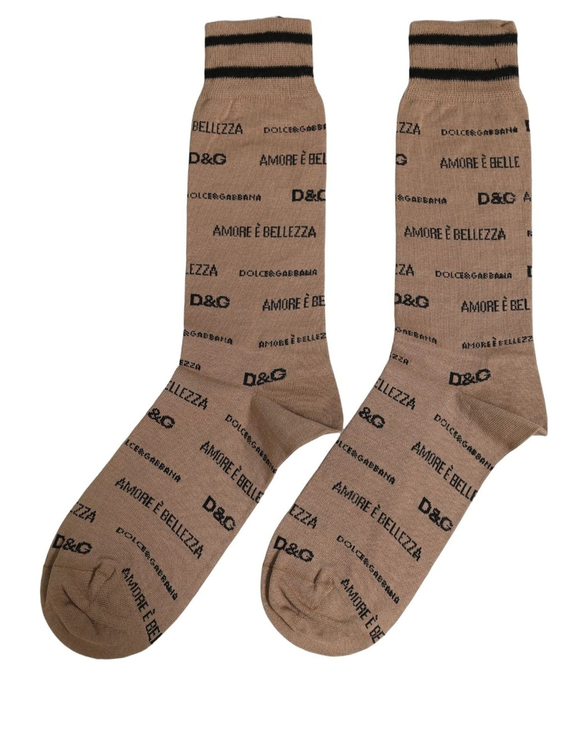 Dolce & Gabbana Braune Baumwollsocken mit Logo-Print, mittellang