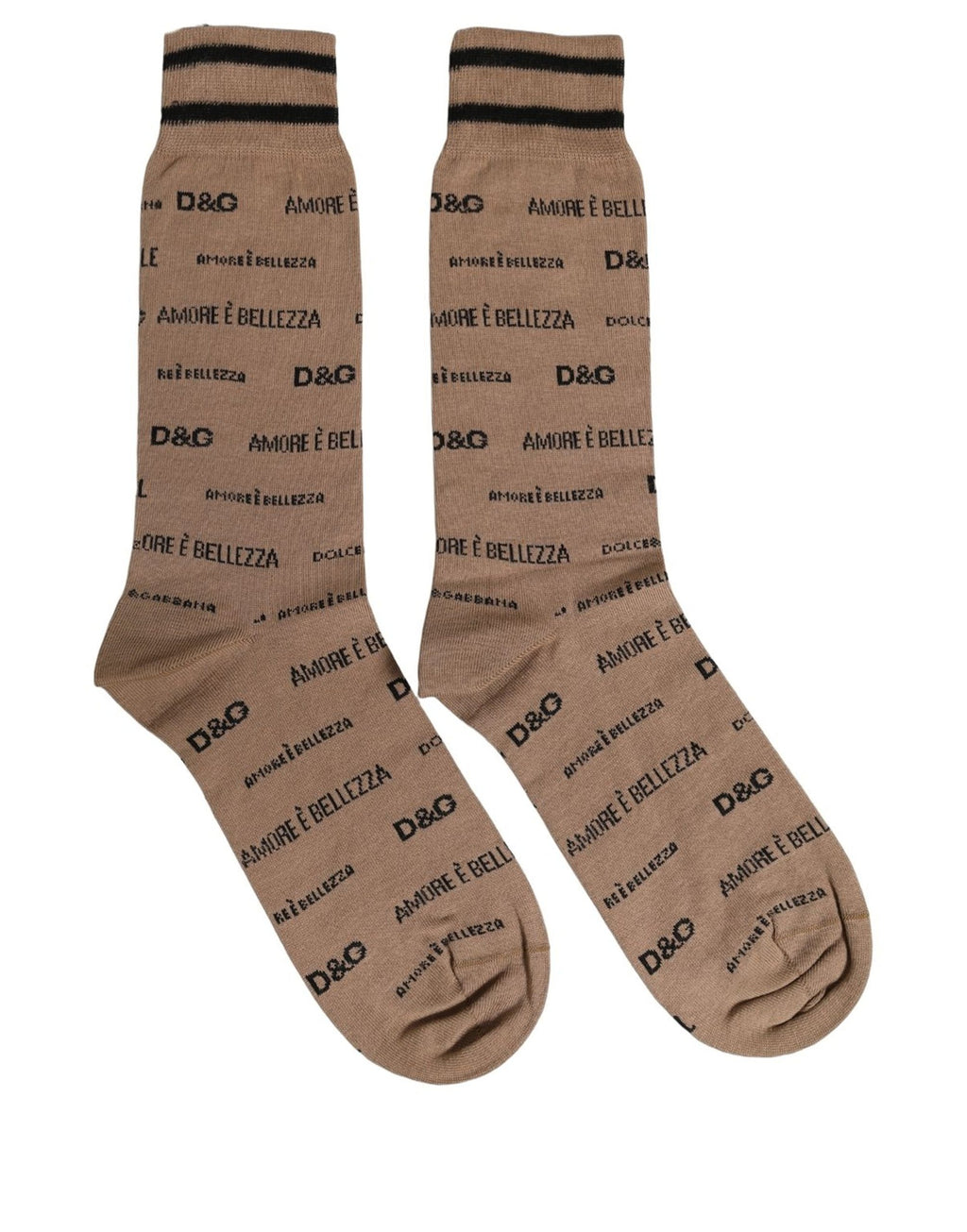 Dolce & Gabbana Braune Baumwollsocken mit Logo-Print, mittellang