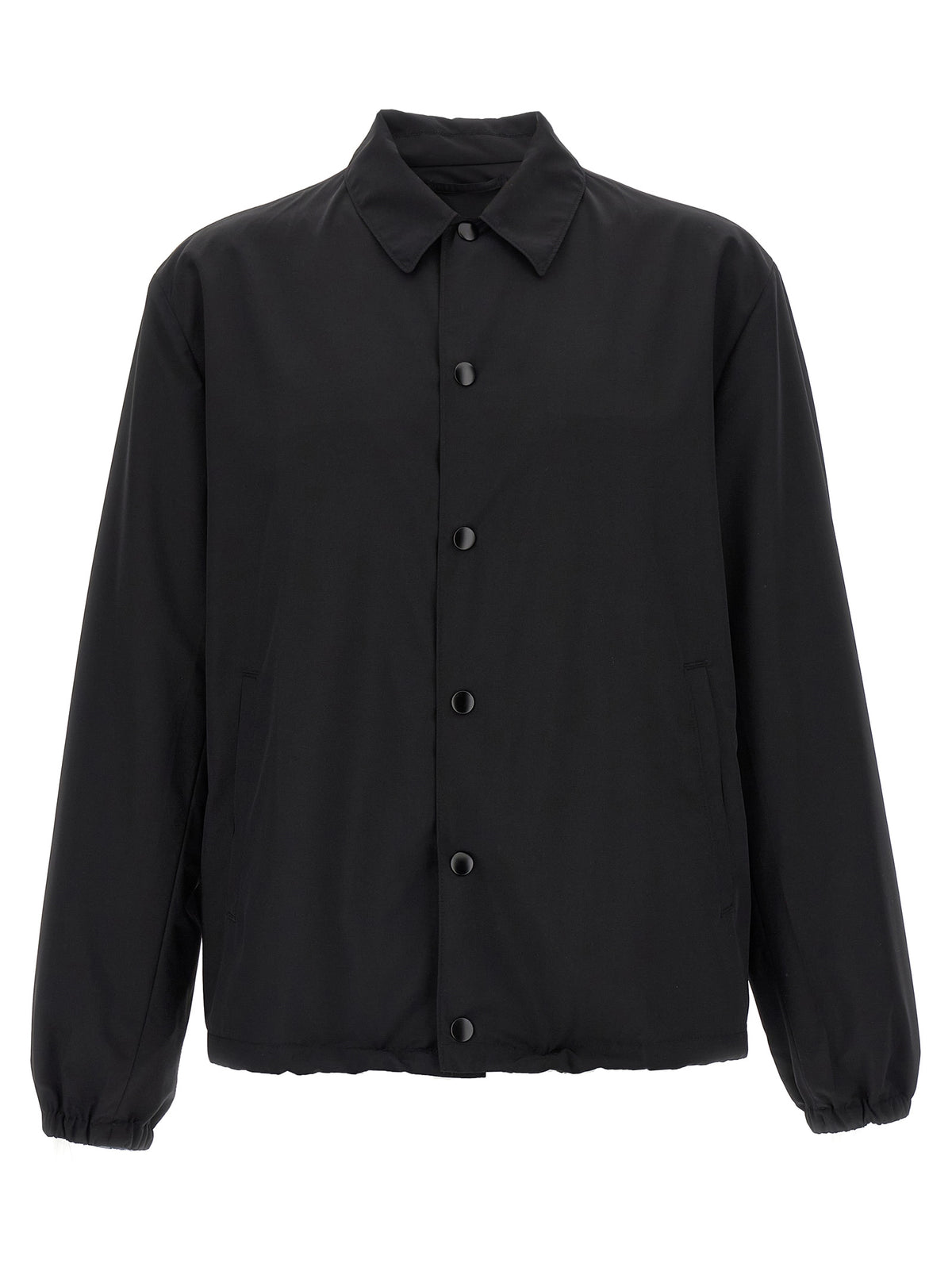 Prada Schwarze Wolljacke in voller Länge