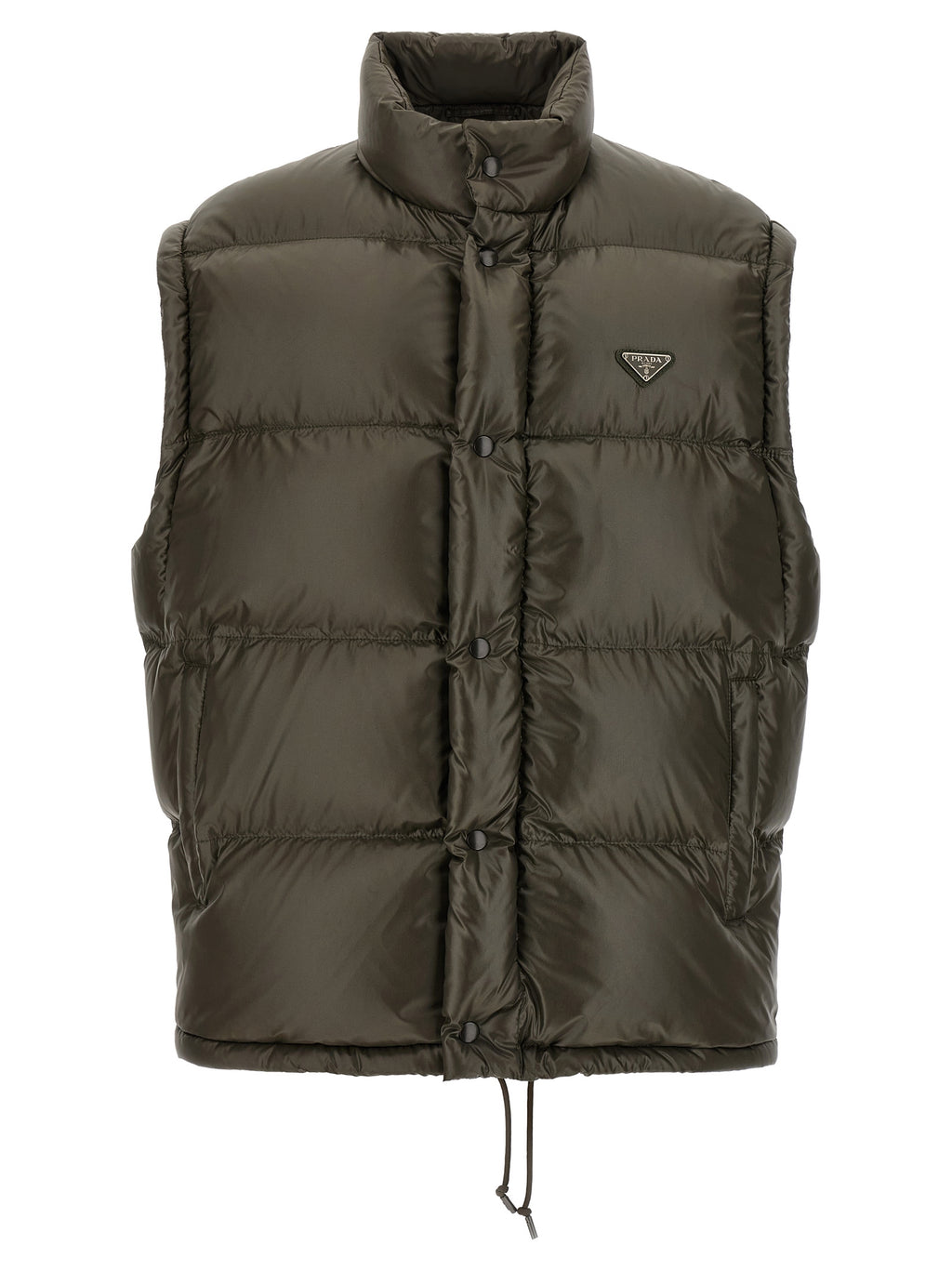 Prada Graue Jacke aus recyceltem Polyamid in voller Länge