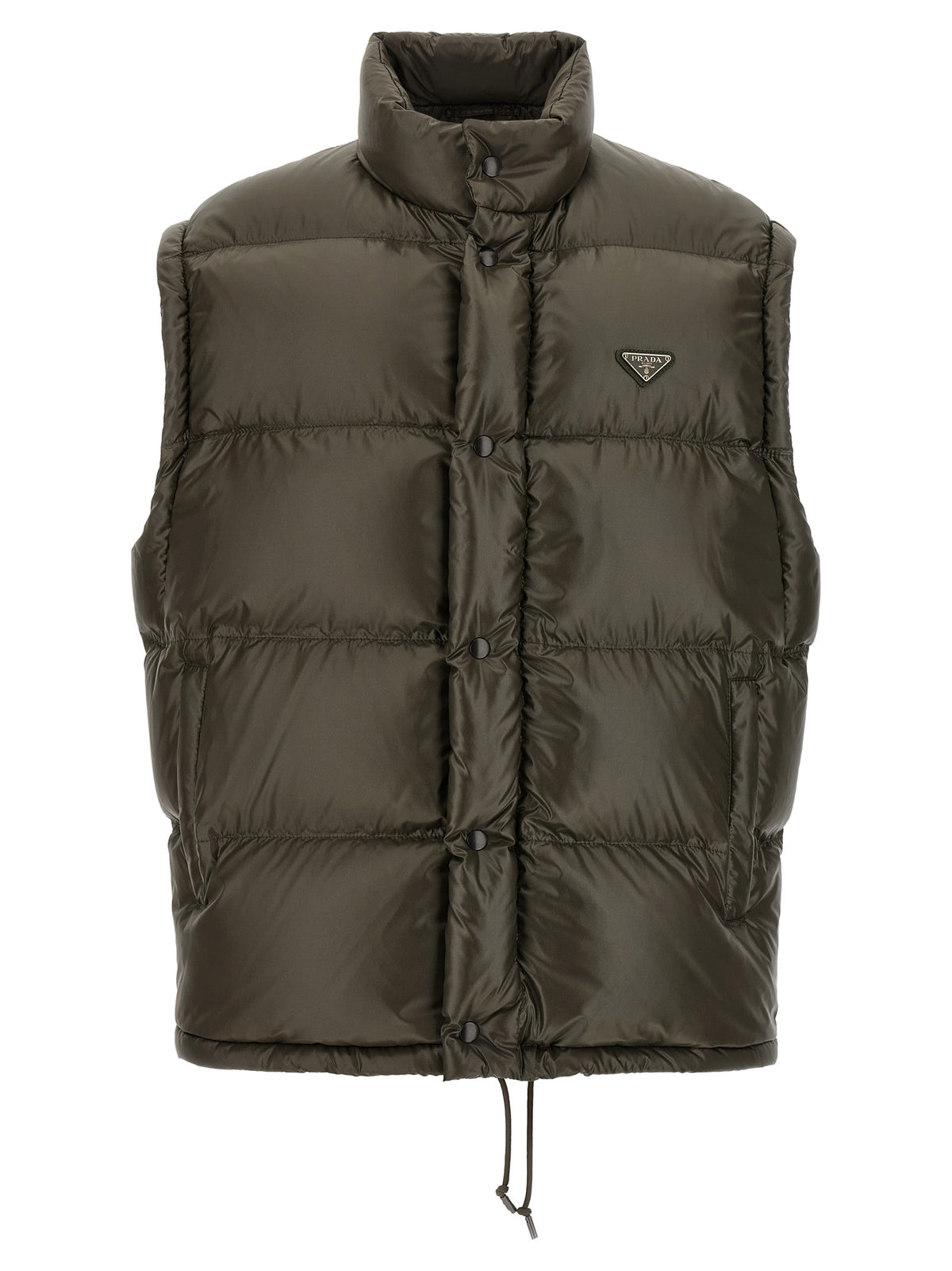 Prada Graue Jacke aus recyceltem Polyamid in voller Länge