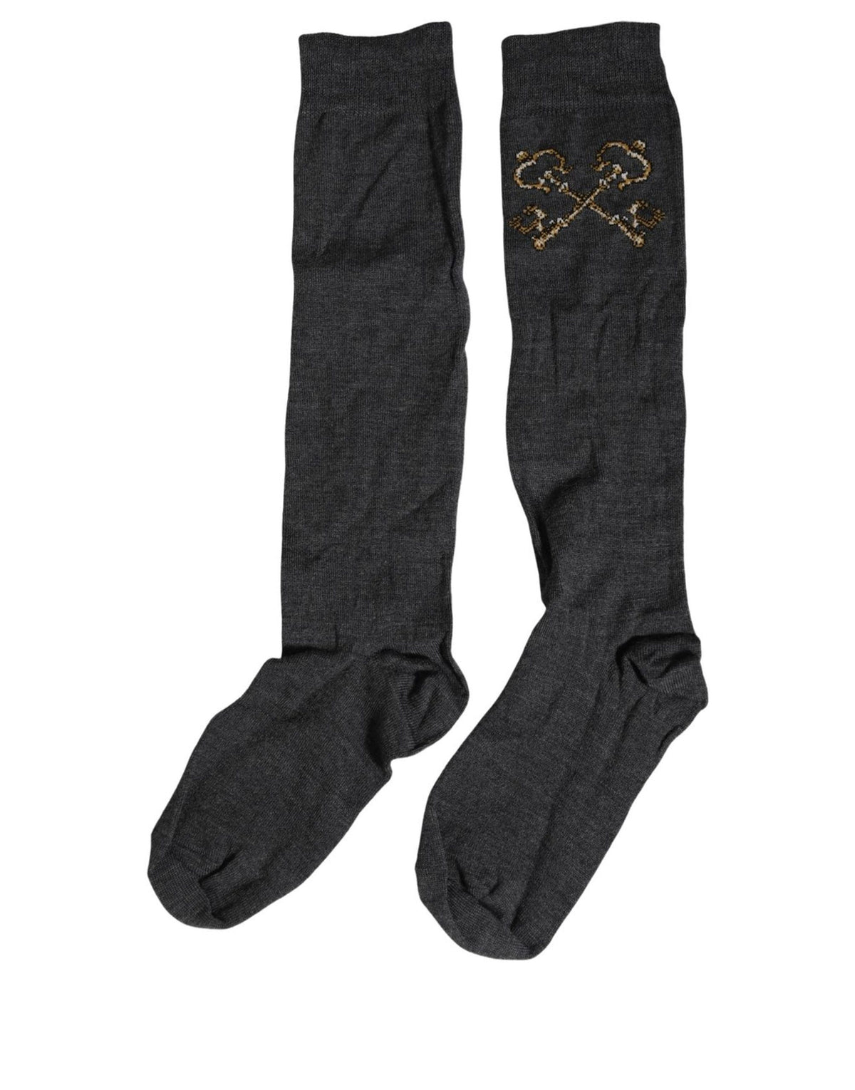 Dolce & Gabbana Dunkelgraue Kniestrümpfe aus Wolle
