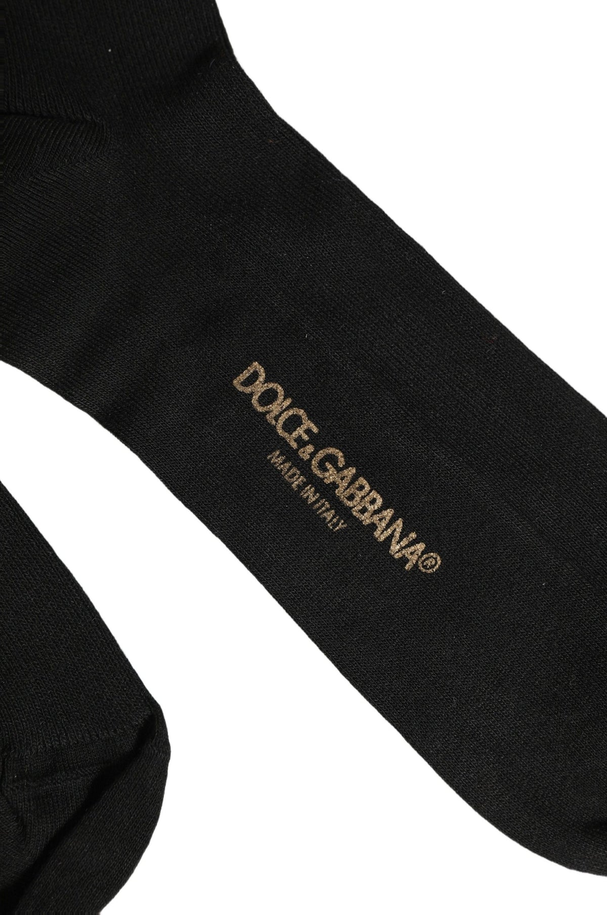 Dolce & Gabbana Schwarze gerippte Baumwollsocken mit Logo, über der Wade, für Damen