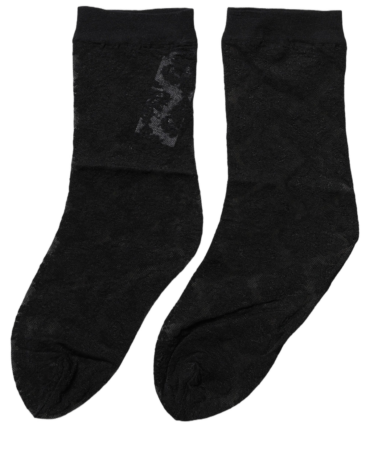 Dolce & Gabbana Schwarze Kniestrümpfe mit Blumenmuster aus Nylon-Stretch