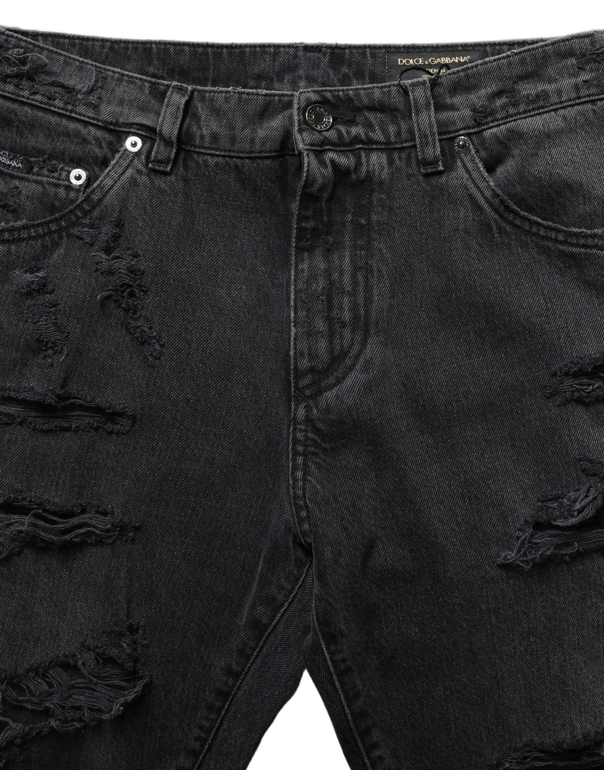 Dolce & Gabbana Dunkelgraue Baumwoll-Jeans für Herren mit Rissen