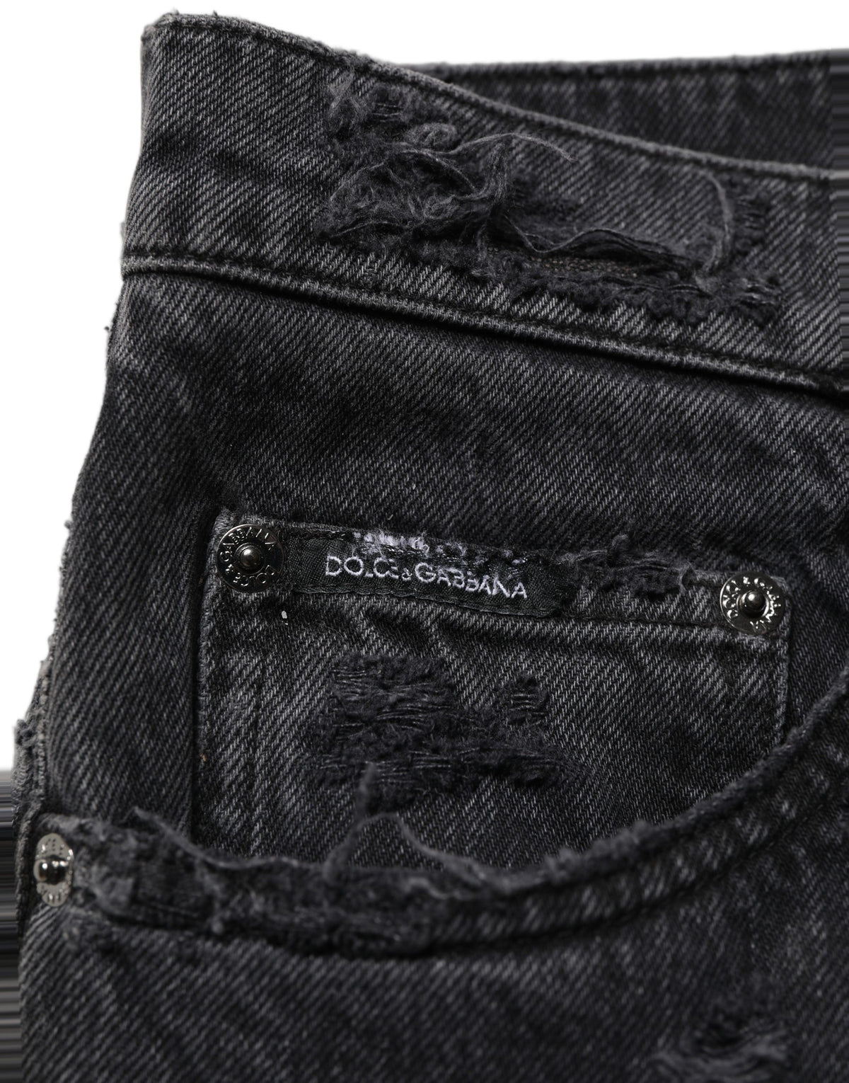 Dolce & Gabbana Dunkelgraue Baumwoll-Jeans für Herren mit Rissen