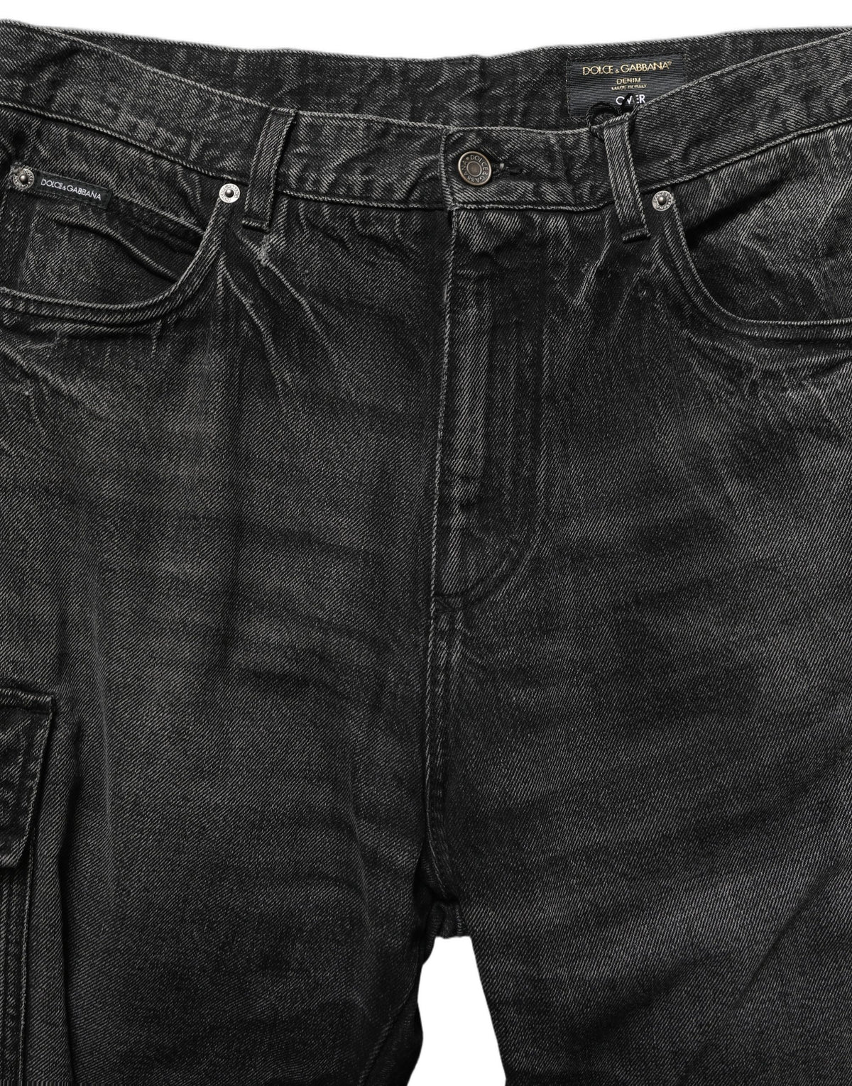 Dolce & Gabbana Dunkelgraue Baggy Cargo Jeans aus Baumwolle für Herren