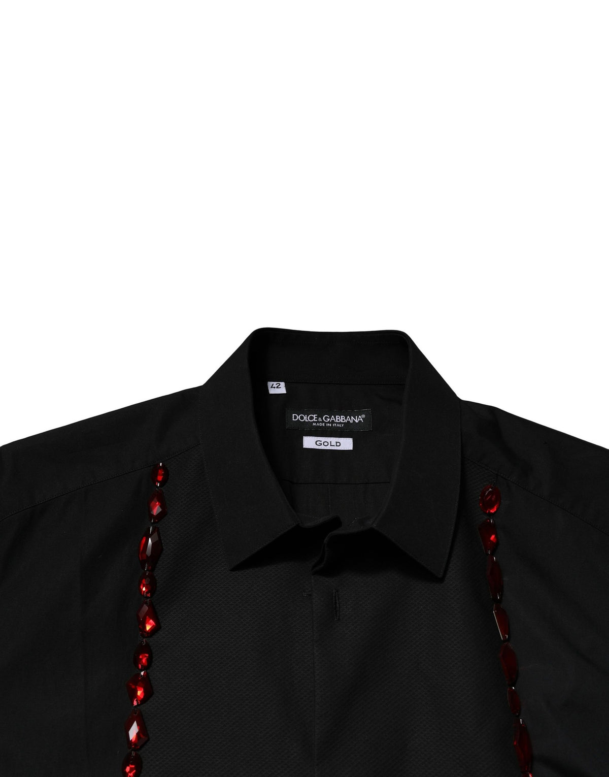Dolce & Gabbana Schwarzes GOLD Hemd mit Kristallbesatz