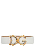 Dolce & Gabbana Weißer Kalbsleder Gürtel mit hoher Taille