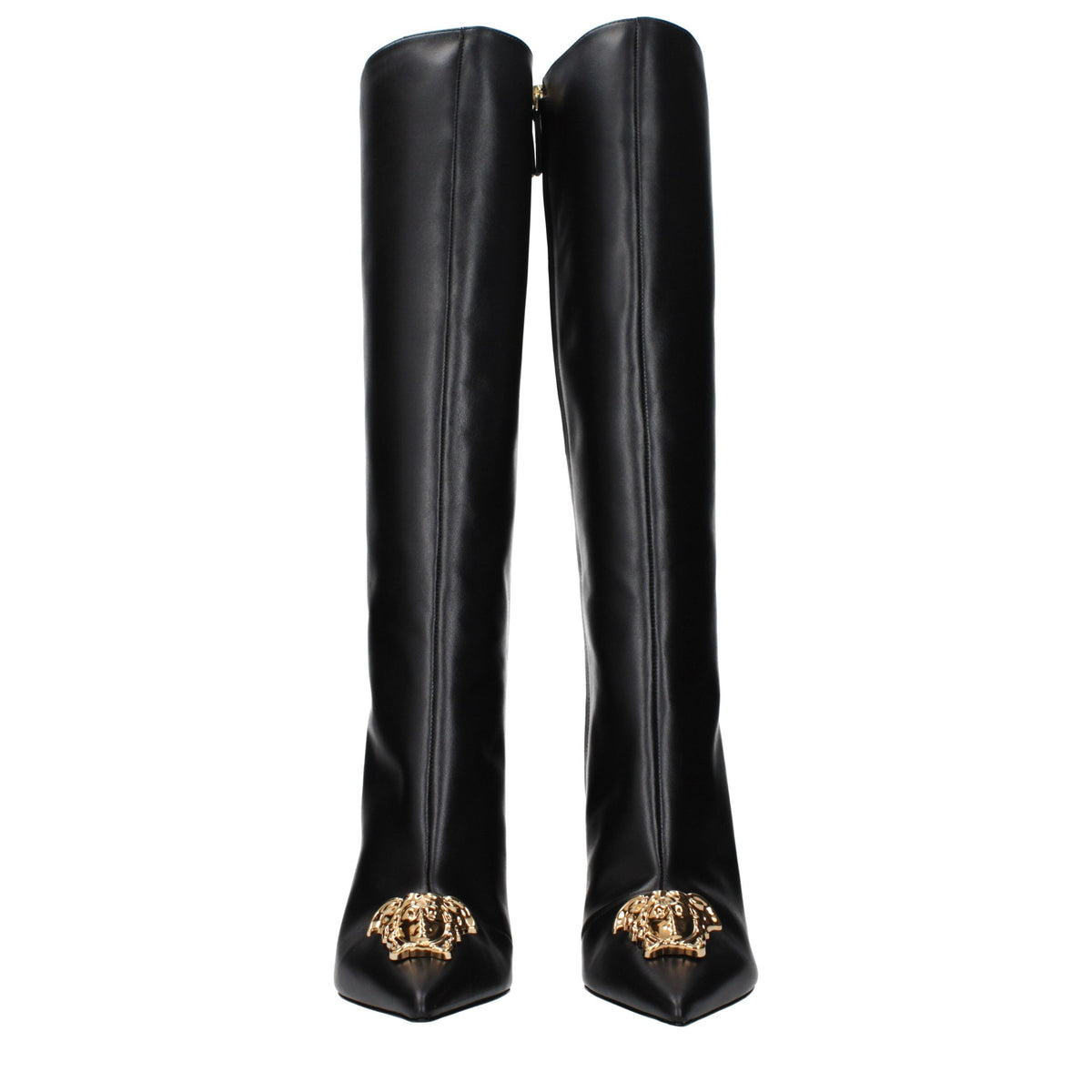 Versace Schwarze Lederstiefel