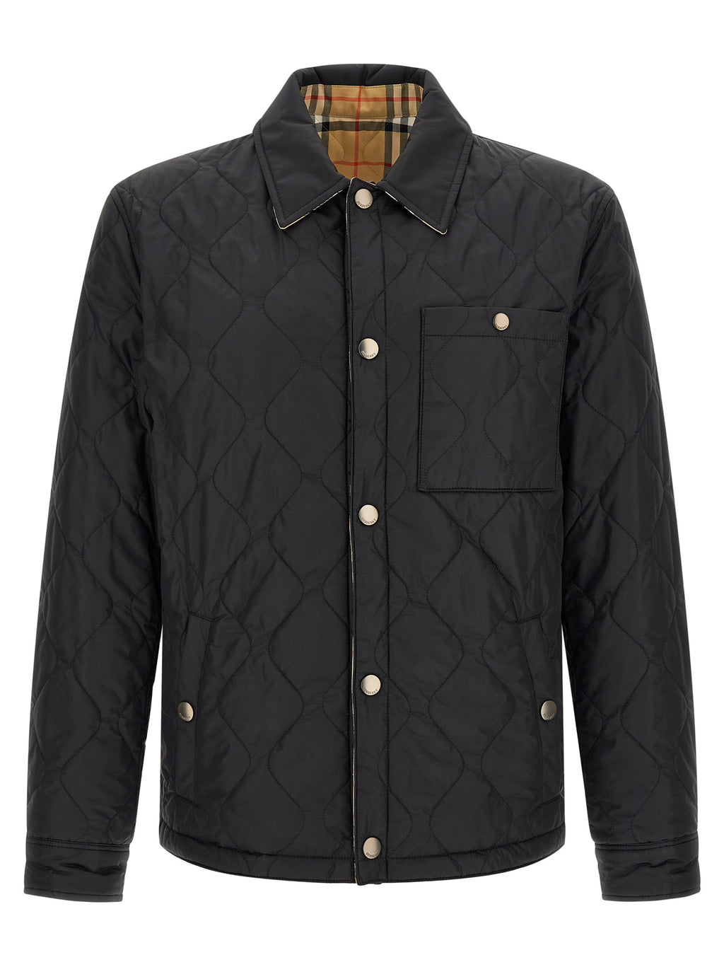 Burberry Schwarze Polyamid-Jacke in voller Länge