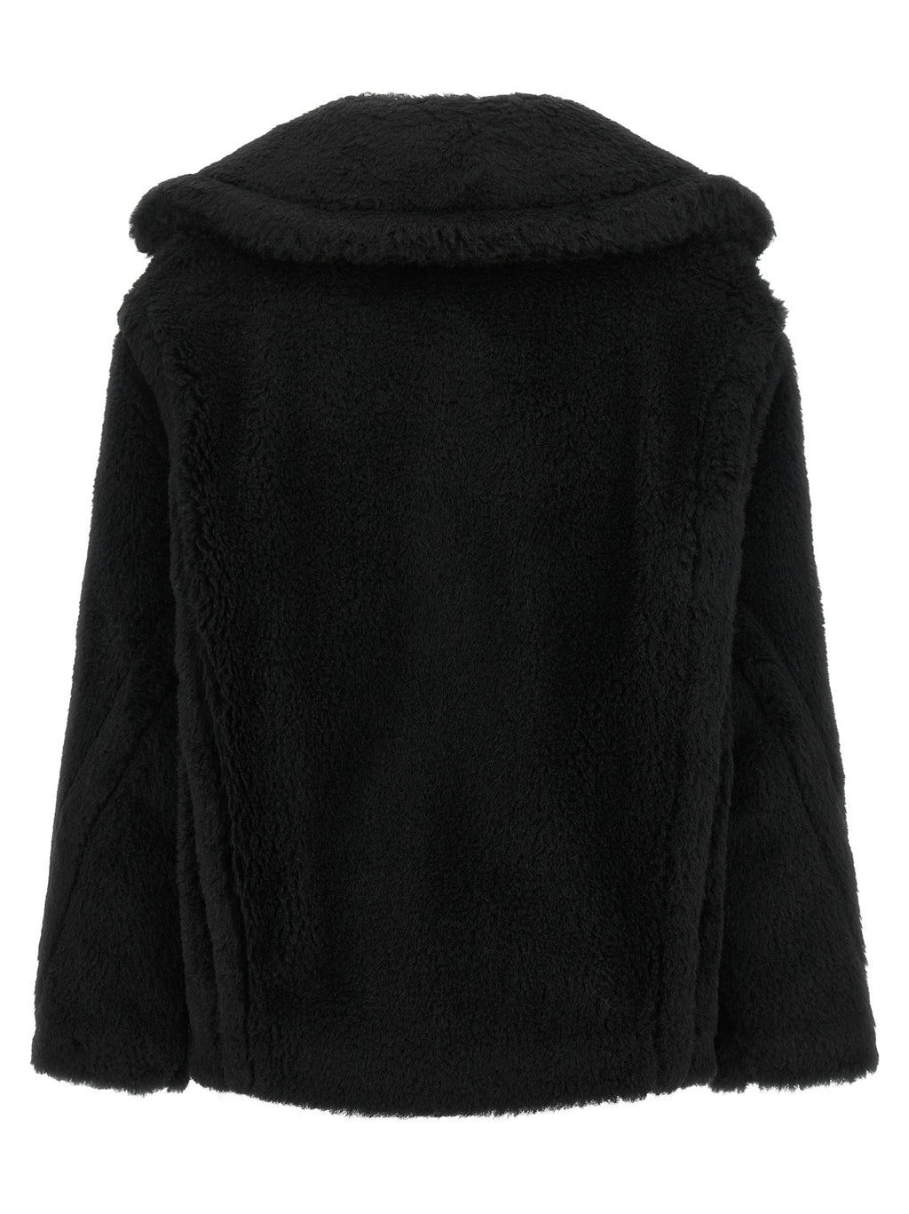 Max Mara Schwarzer Mantel aus Alpaka und Leder