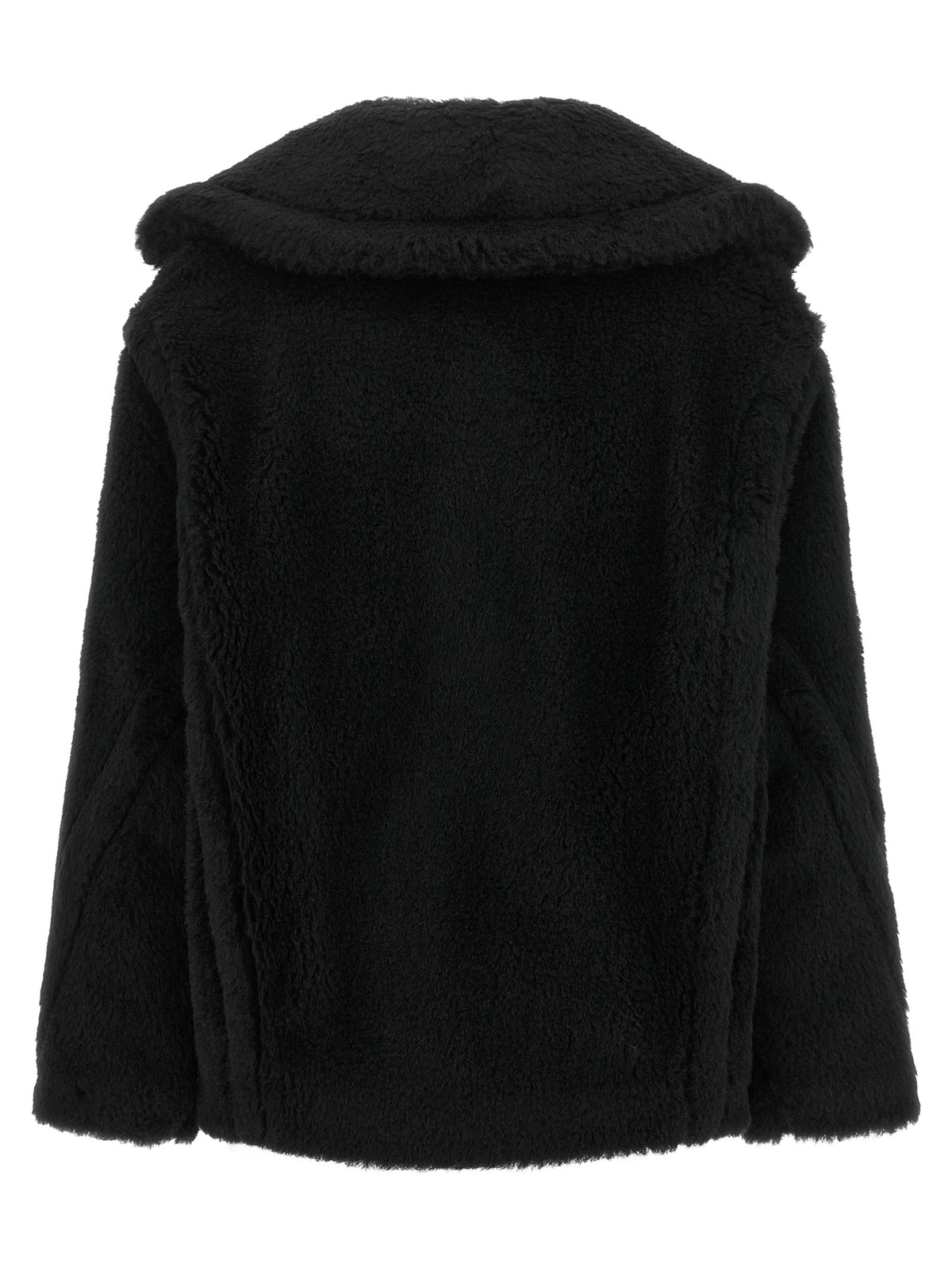 Max Mara Schwarzer Mantel aus Alpaka und Leder