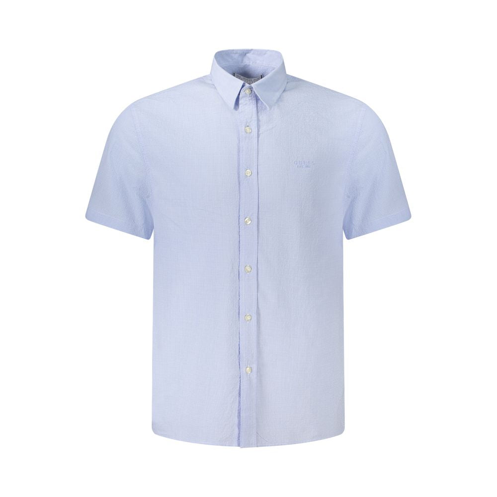 Guess Jeans Blaues Baumwoll-Kurzarmhemd