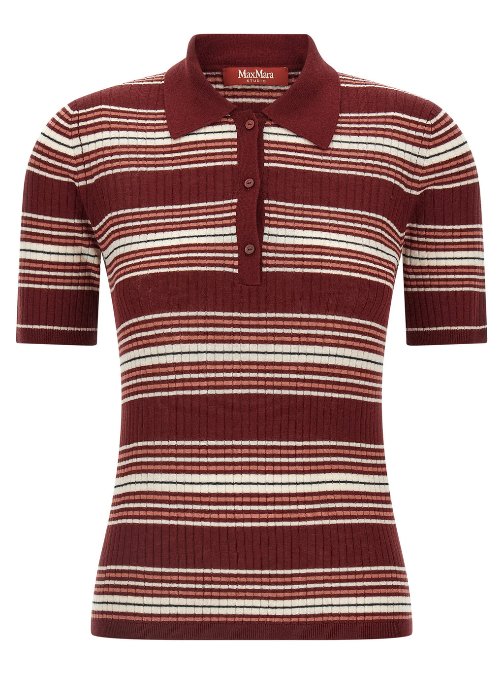 Max Mara Bordeauxfarbenes Seiden-Poloshirt