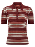 Max Mara Bordeauxfarbenes Seiden-Poloshirt