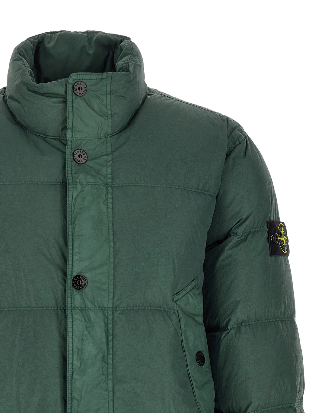 Stone Island Zweifarbige Polyamid-Steppjacke in voller Länge