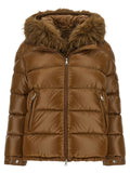 Moncler Braune Polyamid-Jacke in voller Länge