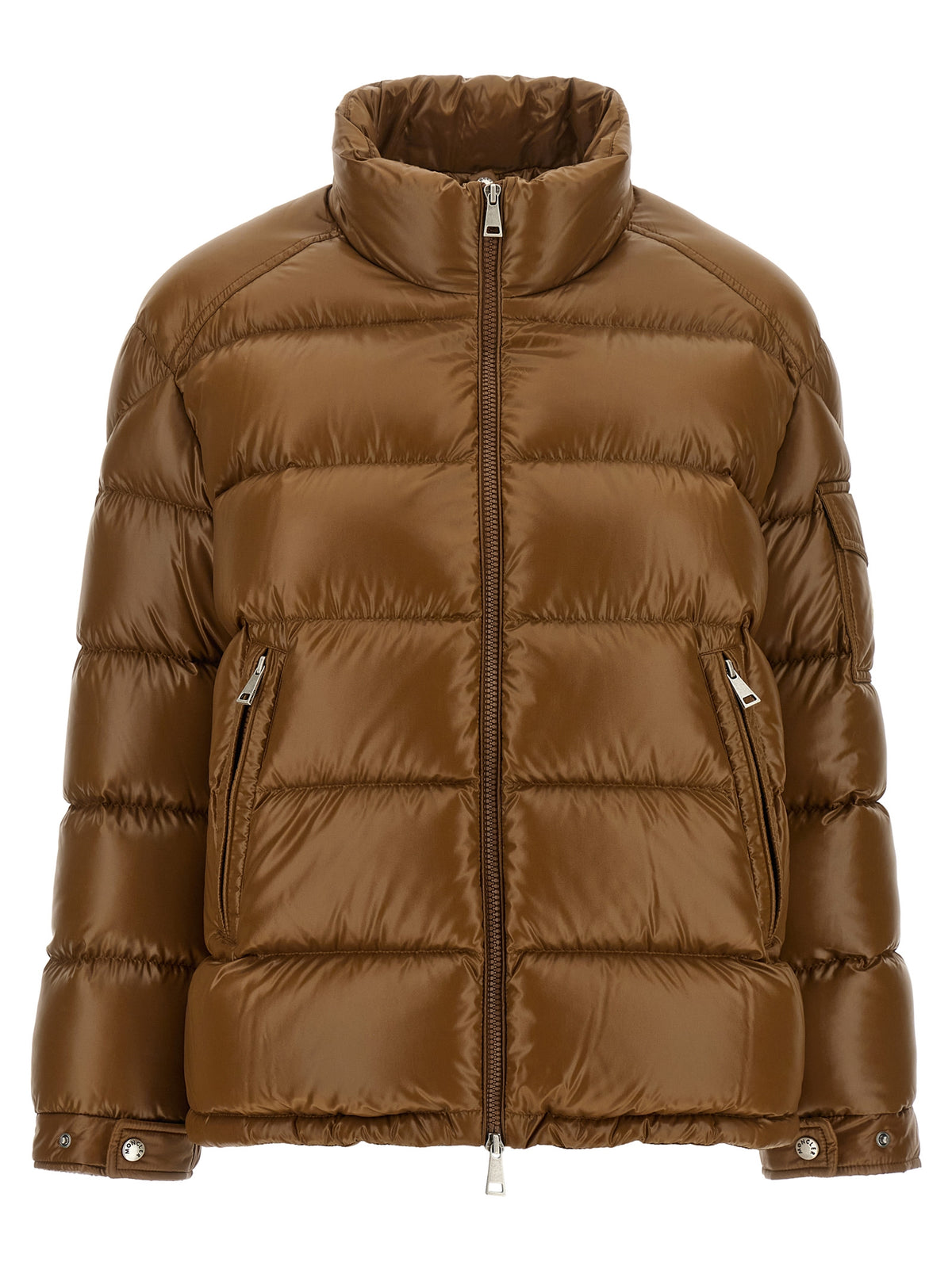 Moncler Braune Polyamid-Jacke in voller Länge