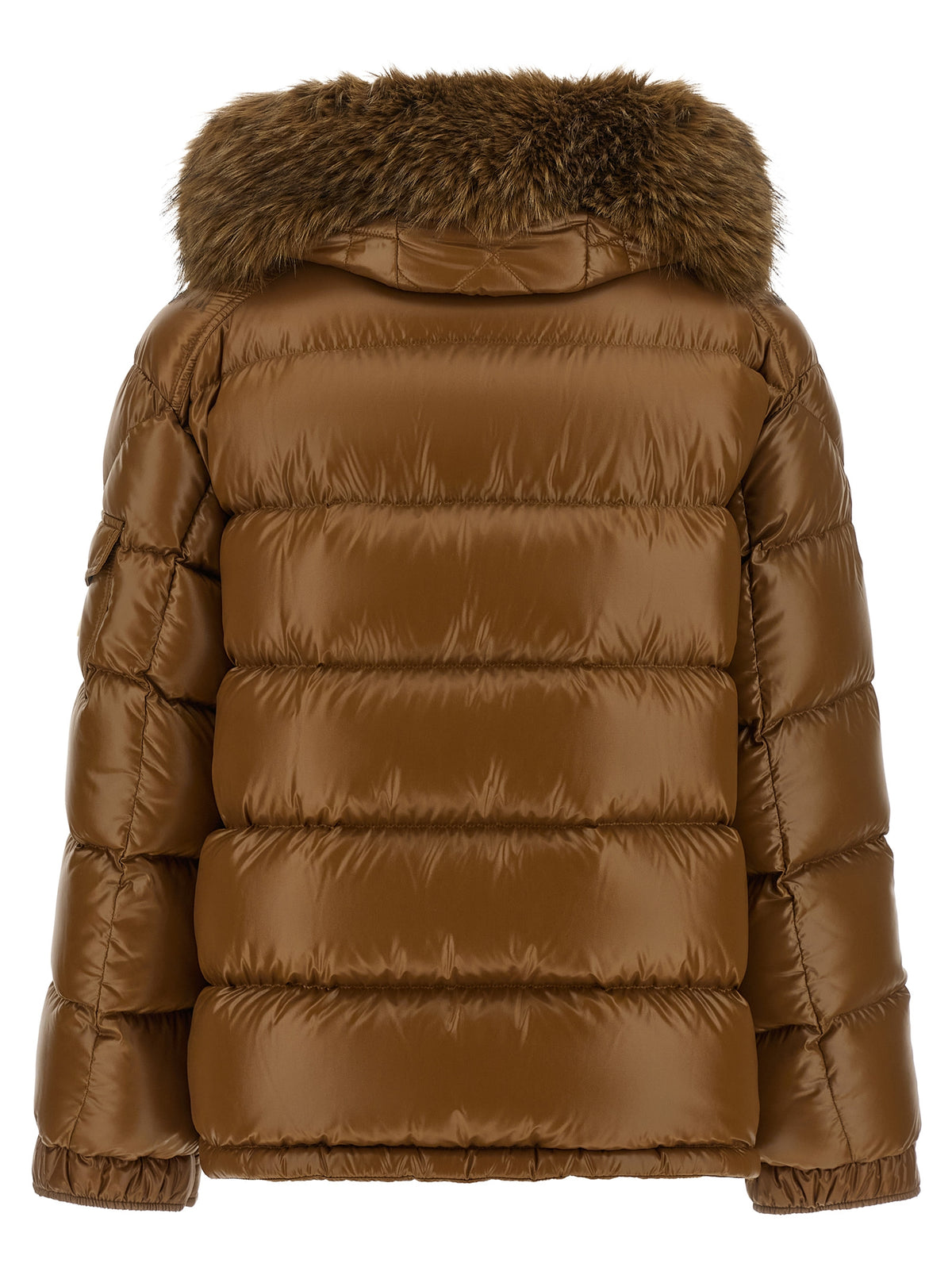 Moncler Braune Polyamid-Jacke in voller Länge