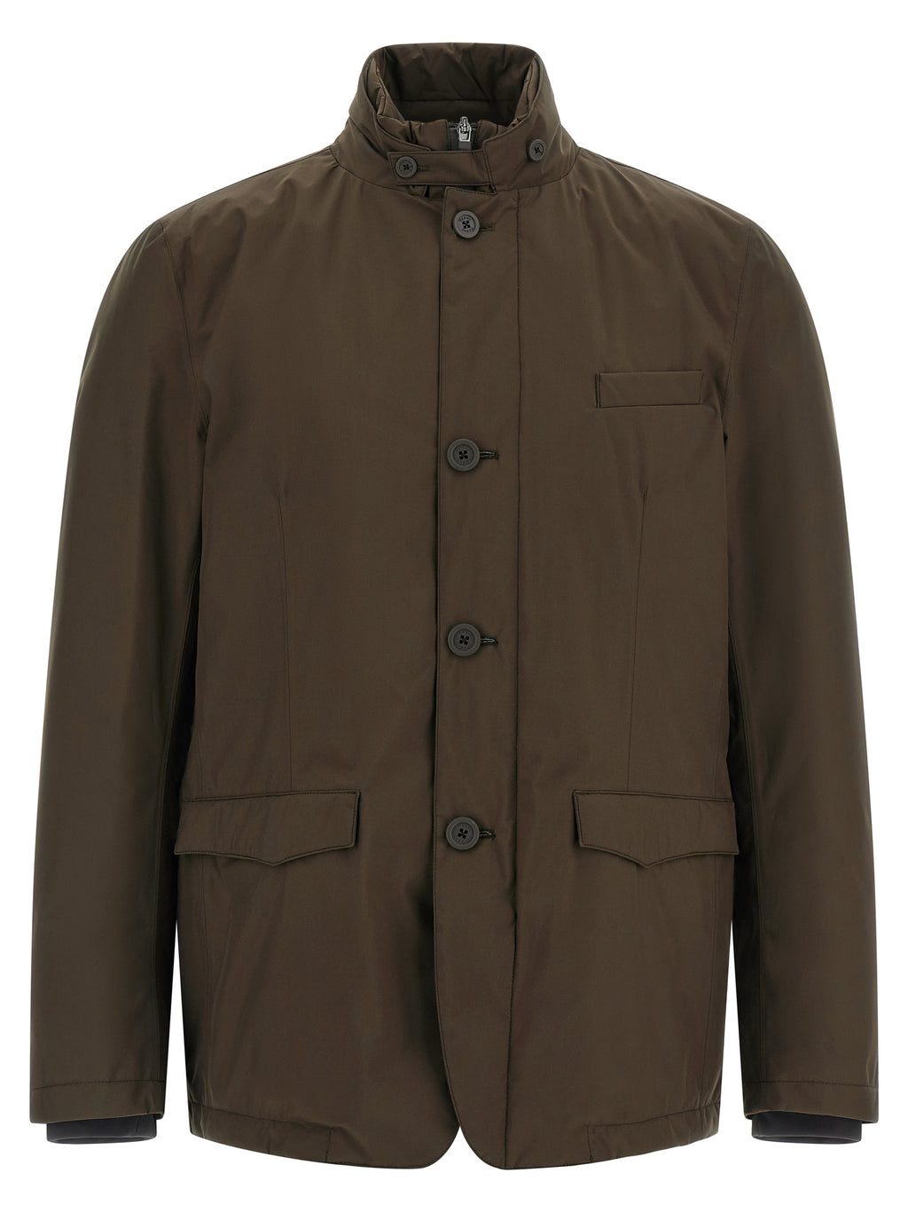 Herno Braune Polyester-Jacke in voller Länge