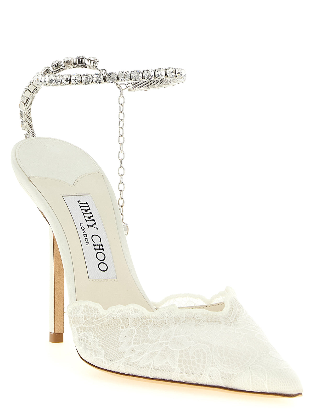 Jimmy Choo Weiße Tencel-Pumps mit hohem Absatz