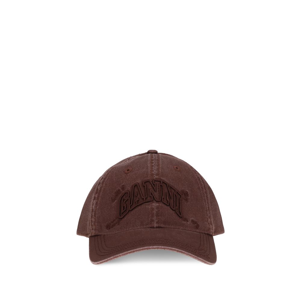 Ganni Bordeaux Baumwollkappe (Baseball Cap)