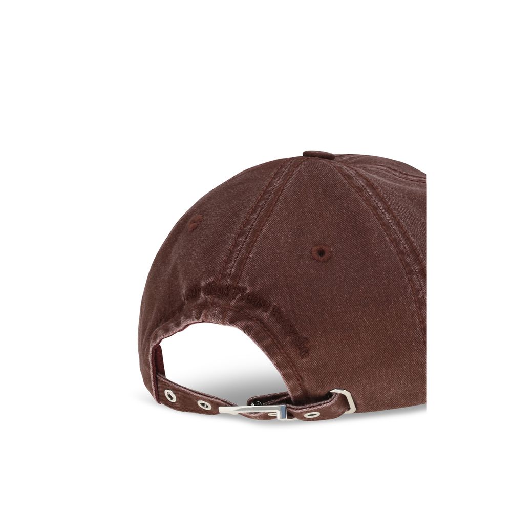 Ganni Bordeaux Baumwollkappe (Baseball Cap)
