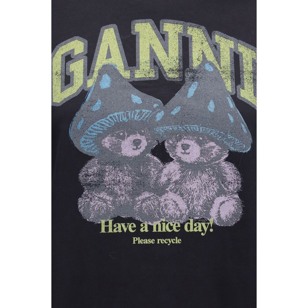 Ganni Graues Baumwoll-T-Shirt