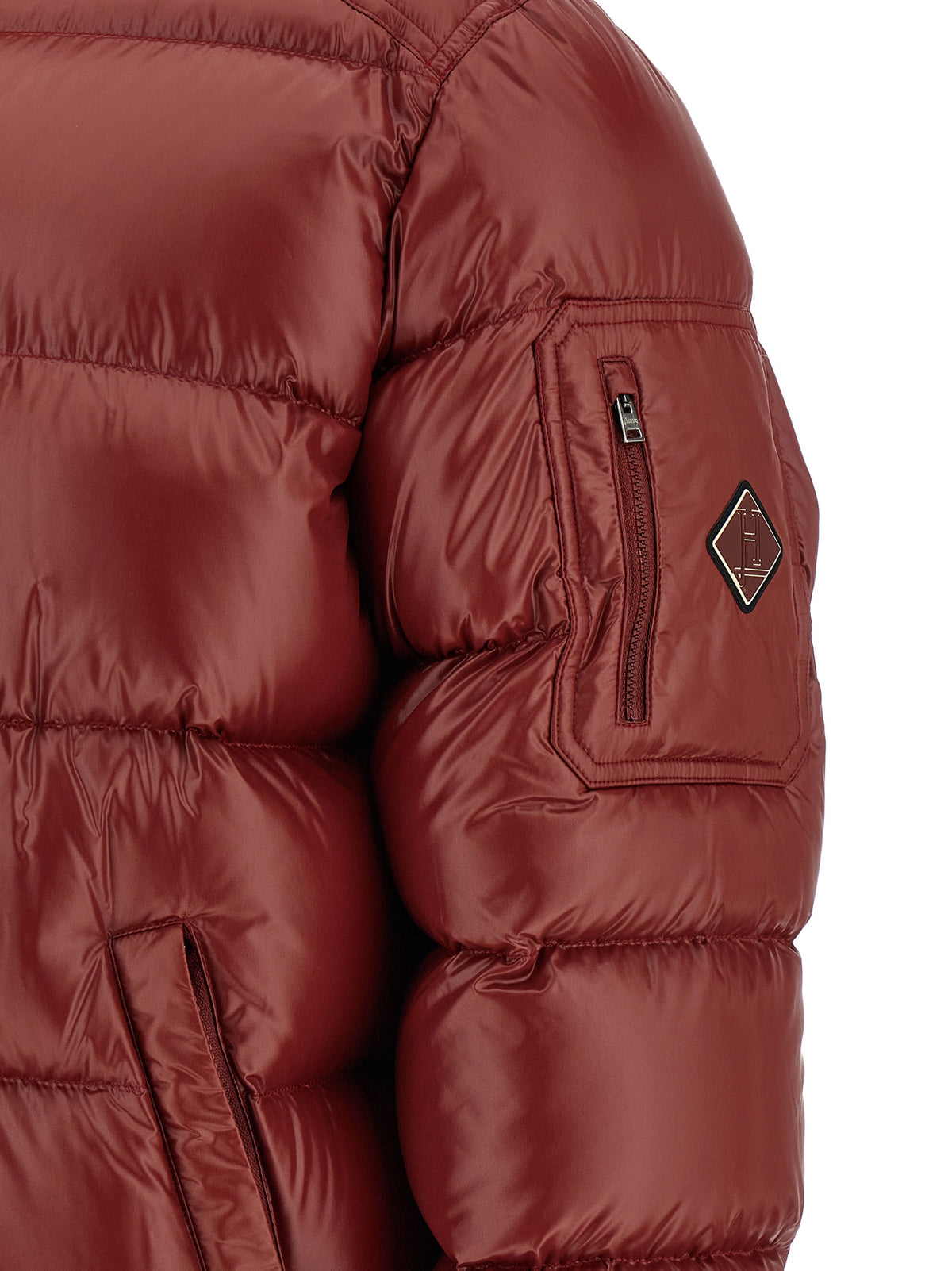 Herno Bordeaux Polyamid-Steppjacke in voller Länge