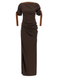 Ferragamo Braunes Viskose-Maxikleid